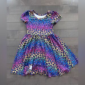 Colorful Leopard Print Kids Casual Dress